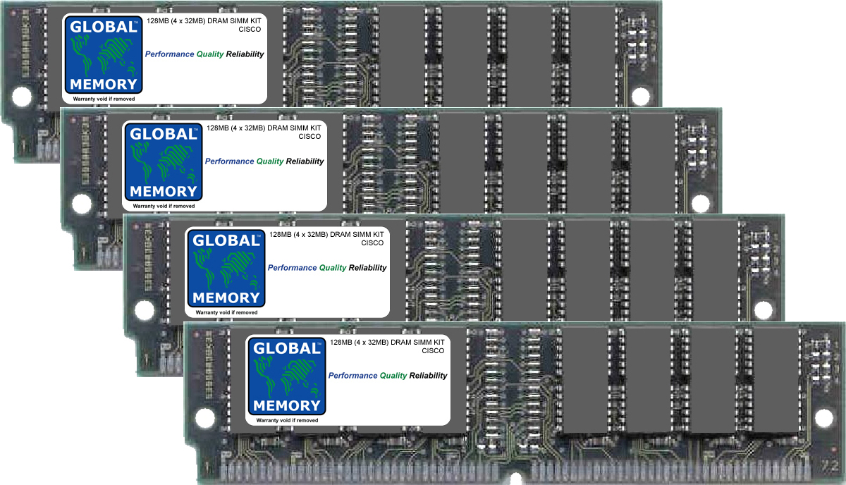 128MB (4 x 32MB) DRAM SIMM MEMORY RAM KIT FOR CISCO 7200 ROUTERS NETWORK PROCESSING ENGINE (MEM-NPE-128MB)